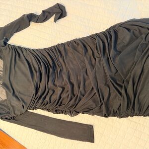 Beginning Boutique Black Ruched One-Shoulder Dress